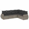 vidaXL 6 pcs conjunto sof&aacute;s de jardim com almofad&otilde;es vime cinzento
