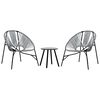 vidaXL Cadeiras de jardim 3 pcs vime preto e cinza-claro