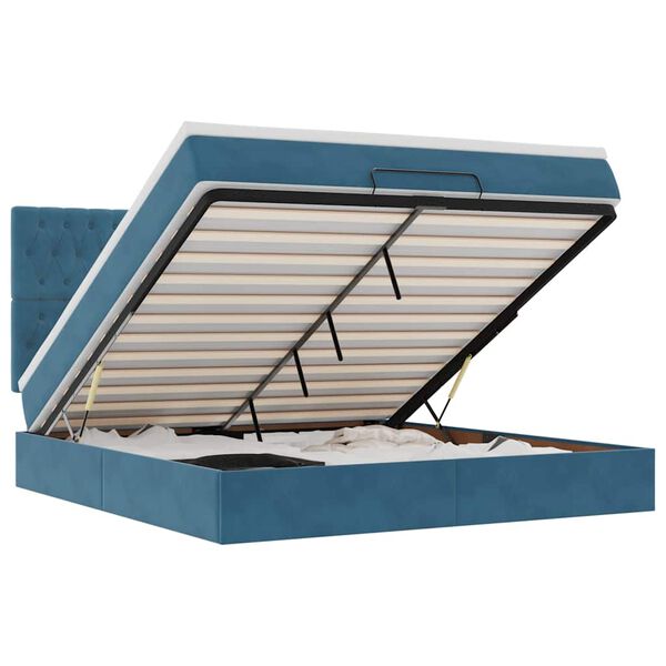 vidaXL Estrutura cama otomana colch&otilde;es 180x200 cm veludo azul escuro
