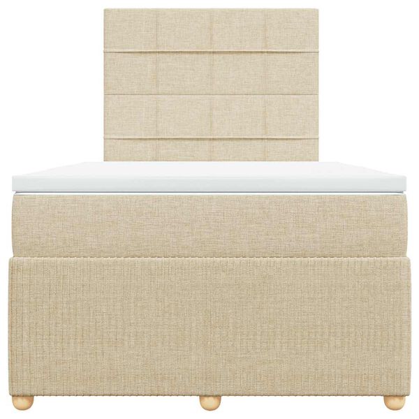 vidaXL Cama com molas/colch&atilde;o 120x200 cm tecido cor creme