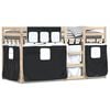 vidaXL Beliche com cortinas 90x190 cm pinho maci&ccedil;o branco e preto