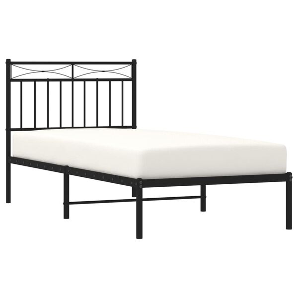 vidaXL Estrutura de cama com cabeceira 90x200 cm metal preto