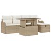 vidaXL Conjunto de Sof&aacute; de Jardim 6 unid. Bege vime PE