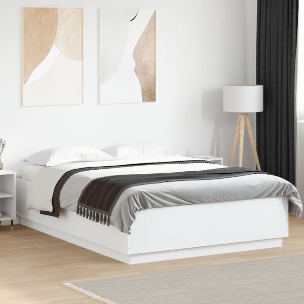 vidaXL Estrutura de cama 160x200 cm derivados de madeira branco