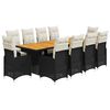 vidaXL 11 pcs conjunto de bistr&ocirc; p/ jardim c/ almofad&otilde;es vime PE preto