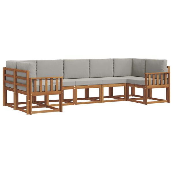 vidaXL Conjunto de Sof&aacute;s para Exterior 7 pcs Cinza Natural e Claro