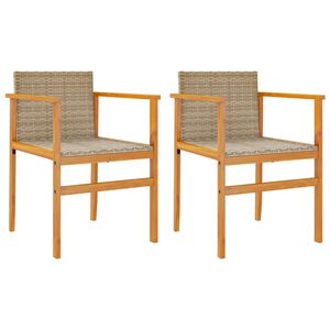 vidaXL Cadeiras de jardim 2 pcs vime PE/madeira maci&ccedil;a bege