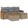 vidaXL 5 pcs conjunto de sof&aacute;s p/ jardim com almofad&otilde;es vime PE bege