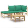 vidaXL 4 pcs conjunto lounge de jardim bambu c/ almofad&otilde;es verdes