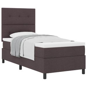 vidaXL Cama Box com colch&atilde;o Marrom Escuro 90 x 200 cm tecido