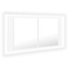 vidaXL Arm&aacute;rio espelhado casa de banho LED 90x12x45 cm acr&iacute;lico branco