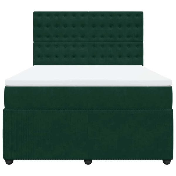 vidaXL Cama com molas/colch&atilde;o 160x200 cm veludo verde-escuro