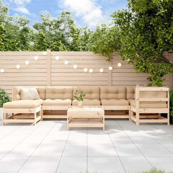 vidaXL 8 pcs conjunto lounge de jardim pinho maci&ccedil;o