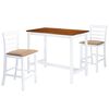 vidaXL Mesa e cadeiras de bar 3 pcs madeira maci&ccedil;a castanho e branco