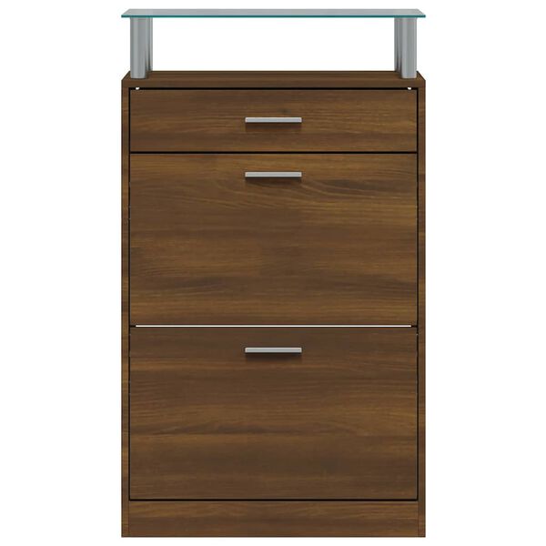 vidaXL Sapateira 63x24x104 cm derivados de madeira carvalho castanho