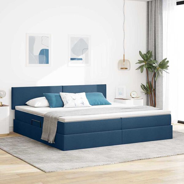 vidaXL Cama com arruma&ccedil;&atilde;o e colch&atilde;o com colch&atilde;o Azul 200 x 200 cm