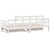 vidaXL Sof&aacute;-cama c/ gavetas 90x190 cm madeira de pinho maci&ccedil;a branco