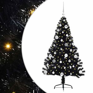 vidaXL &Aacute;rvore de Natal Artificial Pr&eacute;-iluminada Preto 150 cm PVC