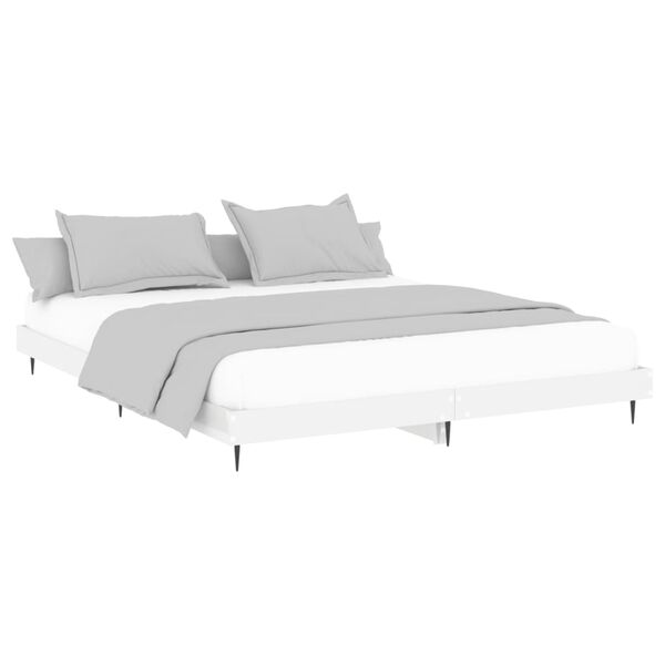 vidaXL Estrutura de cama 160x200 cm derivados madeira branco brilhante