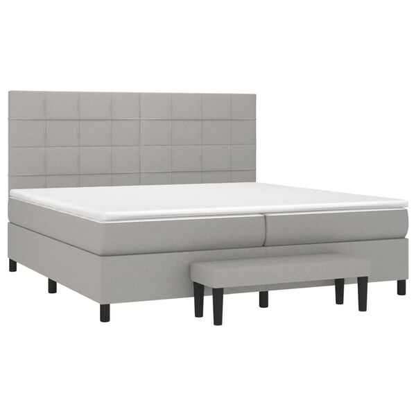 vidaXL Cama com molas/colch&atilde;o 200x200 cm tecido cinza-claro