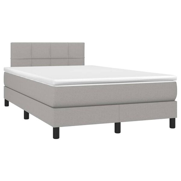 vidaXL Cama box spring c/ colch&atilde;o e LED 120x200 cm tecido cinza-claro