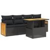 vidaXL 5 pcs conjunto sof&aacute;s de jardim com almofad&otilde;es vime PE preto