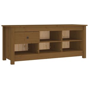 vidaXL Sapateira 110x38x45,5 cm madeira de pinho maci&ccedil;a castanho mel