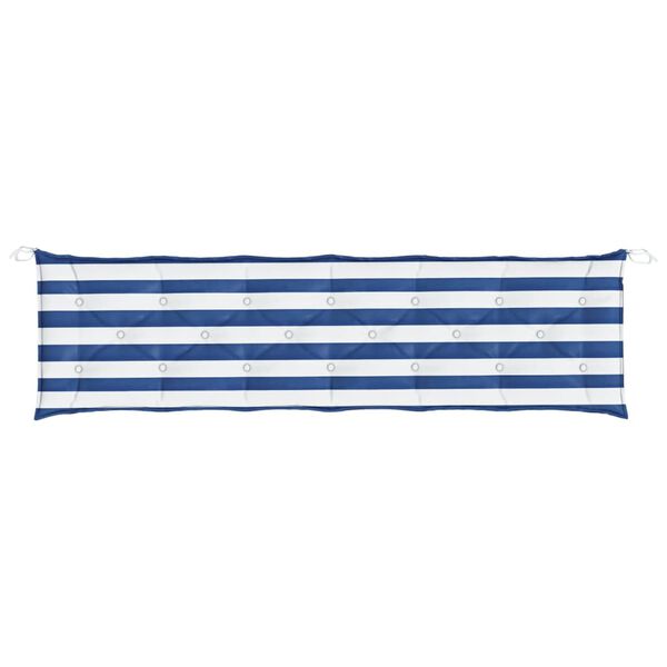vidaXL Almofadão p/ banco jardim 200x50x7 cm tecido riscas azul/branco