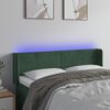 vidaXL Cabeceira cama c/ luzes LED veludo 147x16x78/88 cm verde-escuro