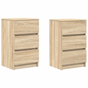 vidaXL Mesas de cabeceira 3 gavetas 2 pcs 39x35x65cm carvalho sonoma