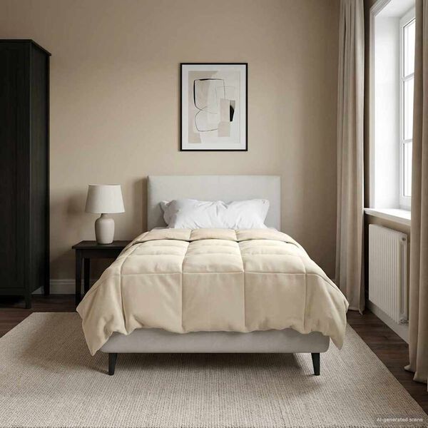 vidaXL Edredom de Inverno Colchonete Creme 135 x 200 cm Microfibra