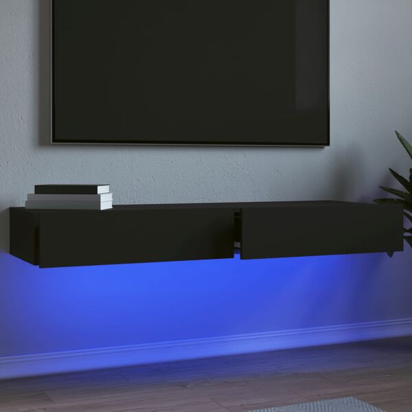 vidaXL M&oacute;veis de TV com luzes LED 2 pcs 60x35x15,5 cm preto