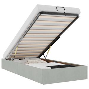 vidaXL Otomano Bed Frame No Colch&atilde;o Cinzento Claro 90x190 cm Veludo