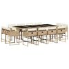 vidaXL 13 pcs conjunto de jantar p/ jardim com almofad&otilde;es vime PE bege