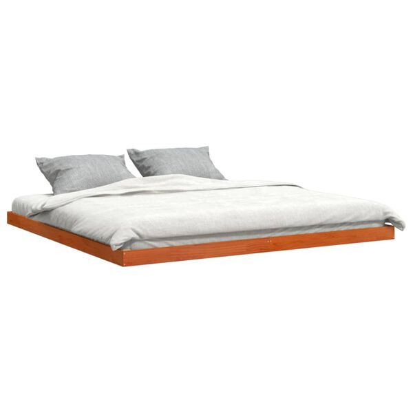 vidaXL Estrutura de cama 200x200 cm pinho maci&ccedil;o castanho cera