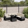 vidaXL 7 pcs conjunto de sof&aacute;s p/ jardim c/ almofad&otilde;es vime PE preto