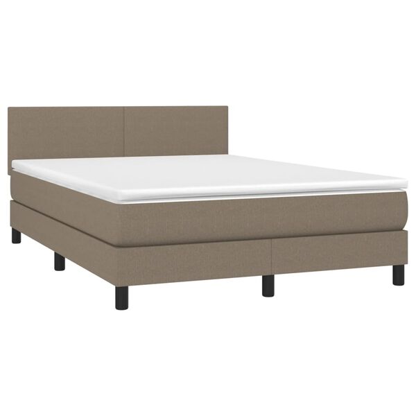 vidaXL Cama box spring colch&atilde;o/LED 140x190cm tecido cinza-acastanhado