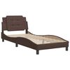 vidaXL Estrutura de cama sem colch&atilde;o Zadar couro artificial 90x190 cm castanho