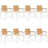 vidaXL Cadeiras de jardim 8 pcs c/ almofad&otilde;es madeira de teca maci&ccedil;a