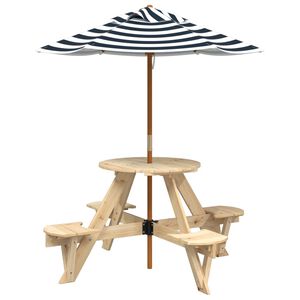 vidaXL Mesa piquenique redonda p/ 4 crian&ccedil;as madeira de abeto maci&ccedil;a