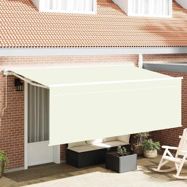 vidaXL Toldo Retr&aacute;til Manual Creme 350 x 200 cm Poli&eacute;ster e Alum&iacute;nio