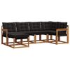 vidaXL Conjunto de Sof&aacute;s para Exterior 6 pcs Natural e Preto