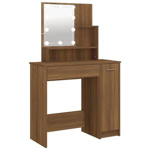 vidaXL Toucador com LEDs 86,5x35x136 cm cor carvalho castanho