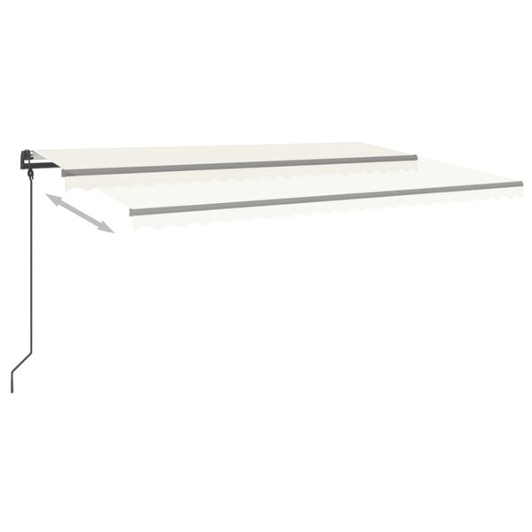 vidaXL Toldo autom&aacute;tico com LED e sensor de vento 5x3 m cor creme