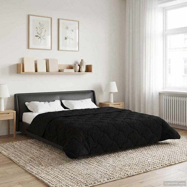 vidaXL Duvet de Ano Inteiro Colchonete Preto 200 x 220 cm