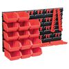 vidaXL 39 pcs kit caixas arruma&ccedil;&atilde;o com pain&eacute;is parede vermelho e preto