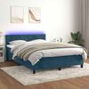 vidaXL Cama box spring c/ colch&atilde;o/LED 140x190 cm veludo azul-escuro