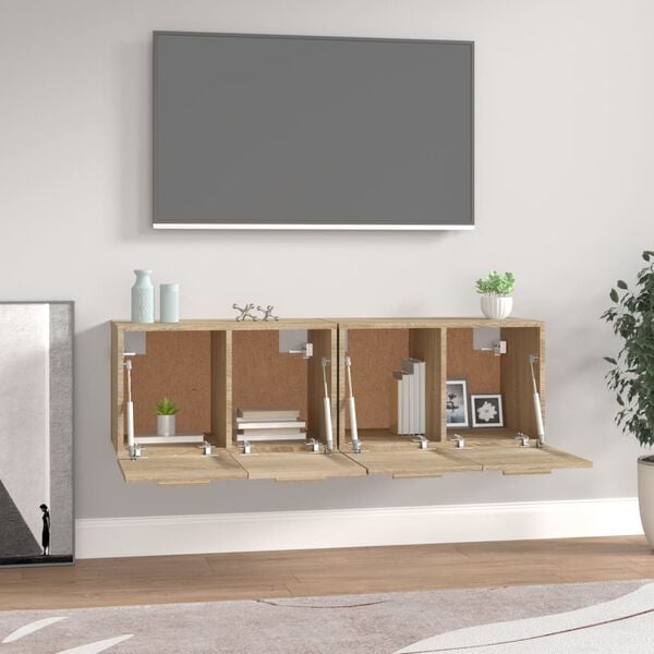 vidaXL Arm&aacute;rios parede 2pcs 60x36,5x35 cm derivados madeira sonoma