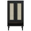 vidaXL Sapateira SENJA aspeto vime 59,5x35x107cm madeira maci&ccedil;a preto