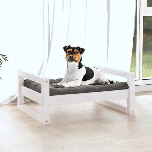 vidaXL Cama para cães 55,5x45,5x28 cm madeira de pinho maciça branco